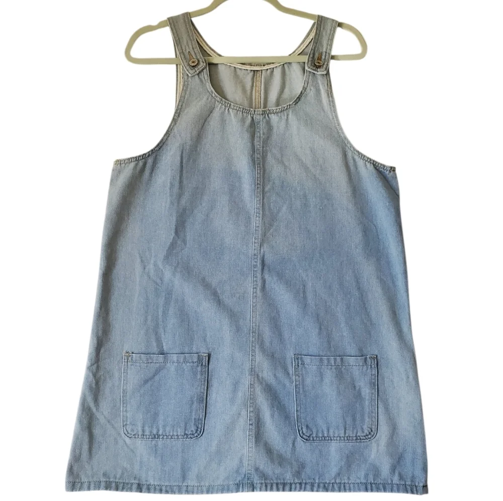 Womens Light Blue Denim Bib Overall Casual Dress Pockets‎ Size Medium